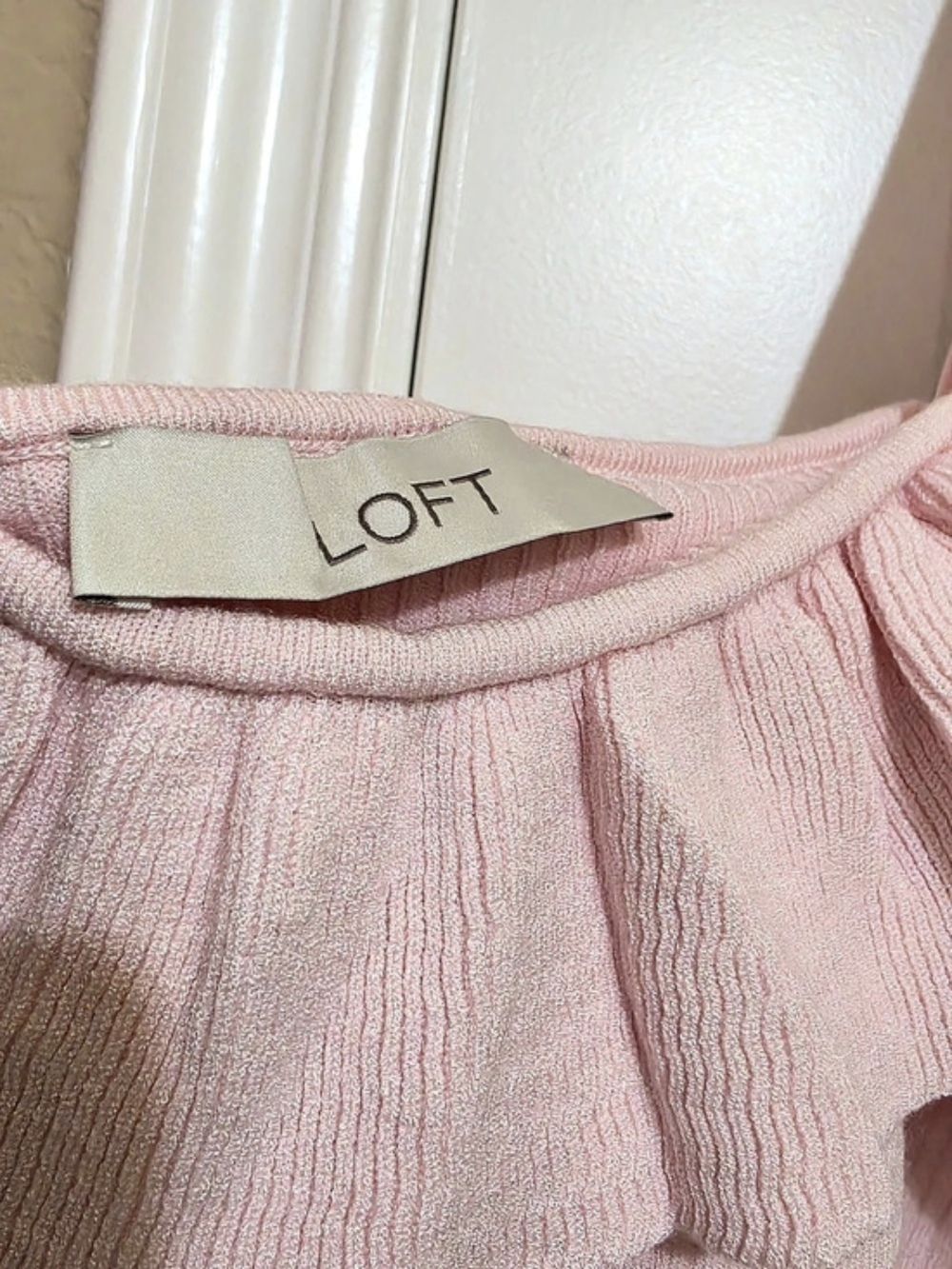 LOFT Pink Ruffle Tank Top - Picture 3 of 4
